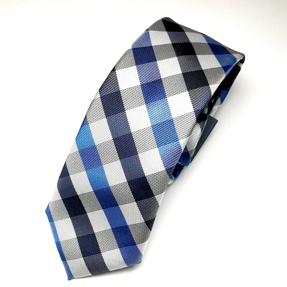 Tommy Hilfiger Boy’s Blue Black and White Plaid Tie New With Tags